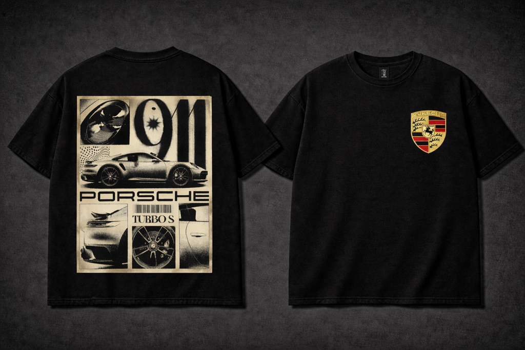 Luxury Car Graphic T-Shirt – Turbo Sports Streetwear Oversized Black Tee