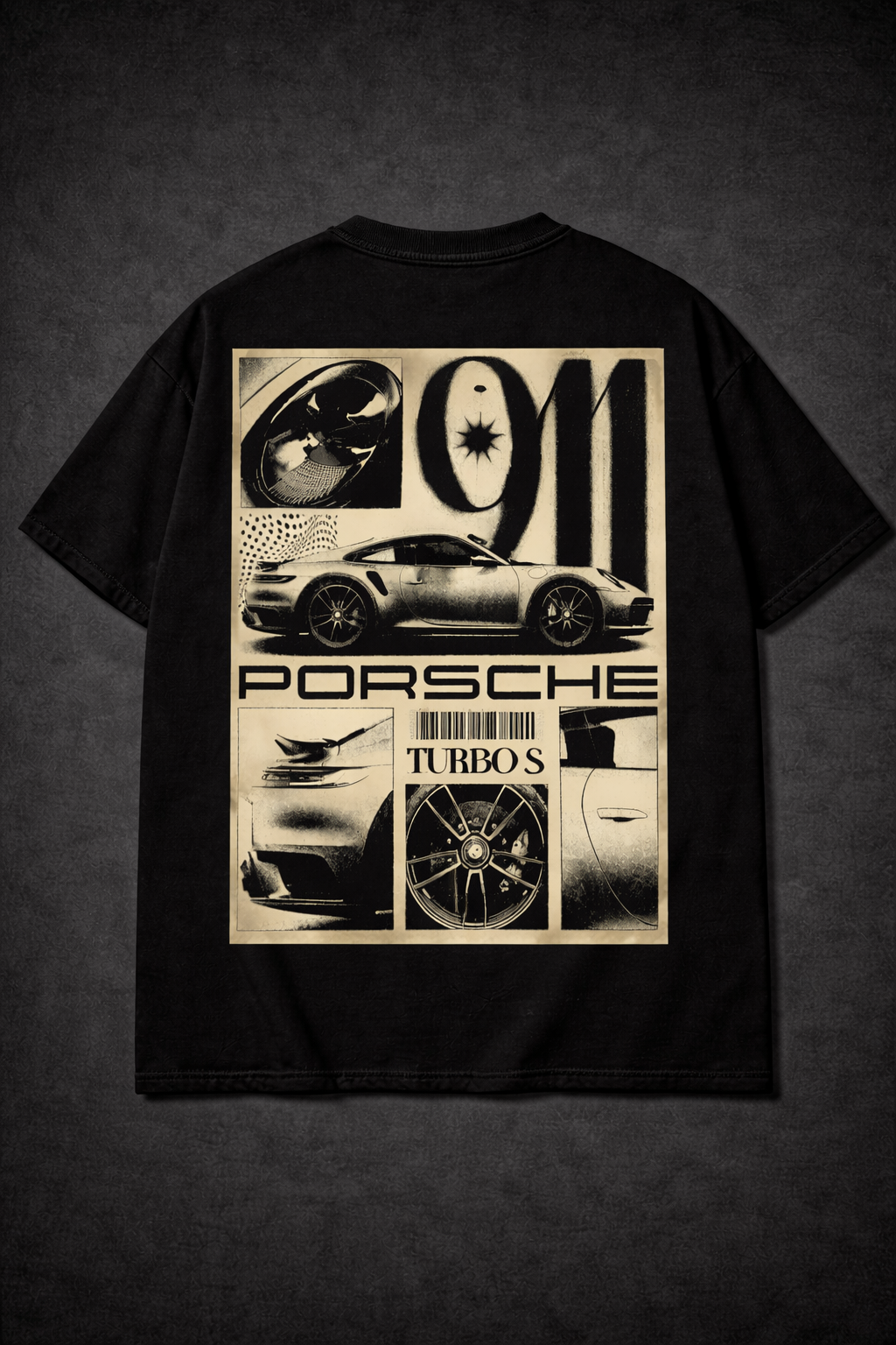 Luxury Car Graphic T-Shirt – Turbo Sports Streetwear Oversized Black Tee