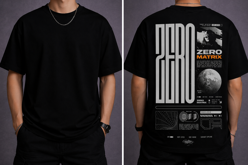 Zero Matrix Graphic T-Shirt – Futuristic Cyberpunk Streetwear Tee for Men