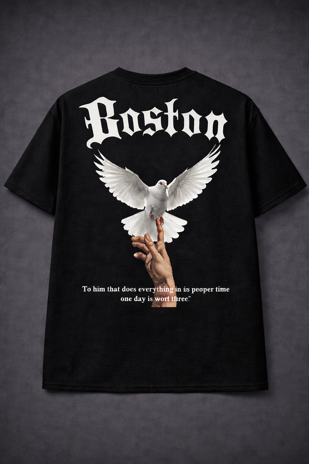 Boston Dove Graphic T-Shirt – Minimal Peace Streetwear Tee for Men