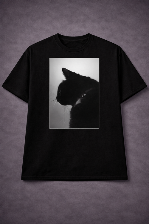 Black Cat Graphic T-Shirt – Minimal Aesthetic Streetwear Tee for Men