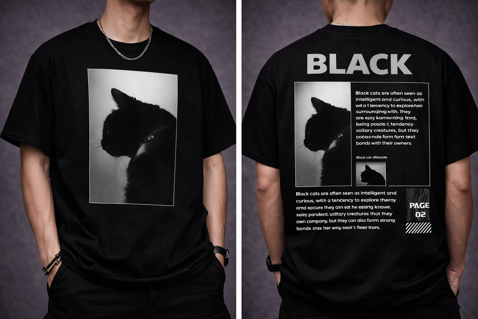 Black Cat Graphic T-Shirt – Minimal Aesthetic Streetwear Tee for Men