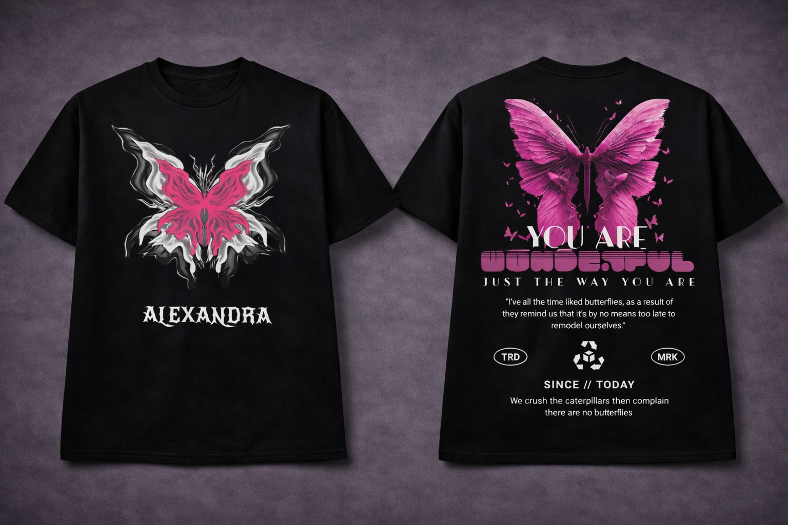 Butterfly Motivation Graphic T-Shirt – “You Are Wonderful” Streetwear Tee for Men