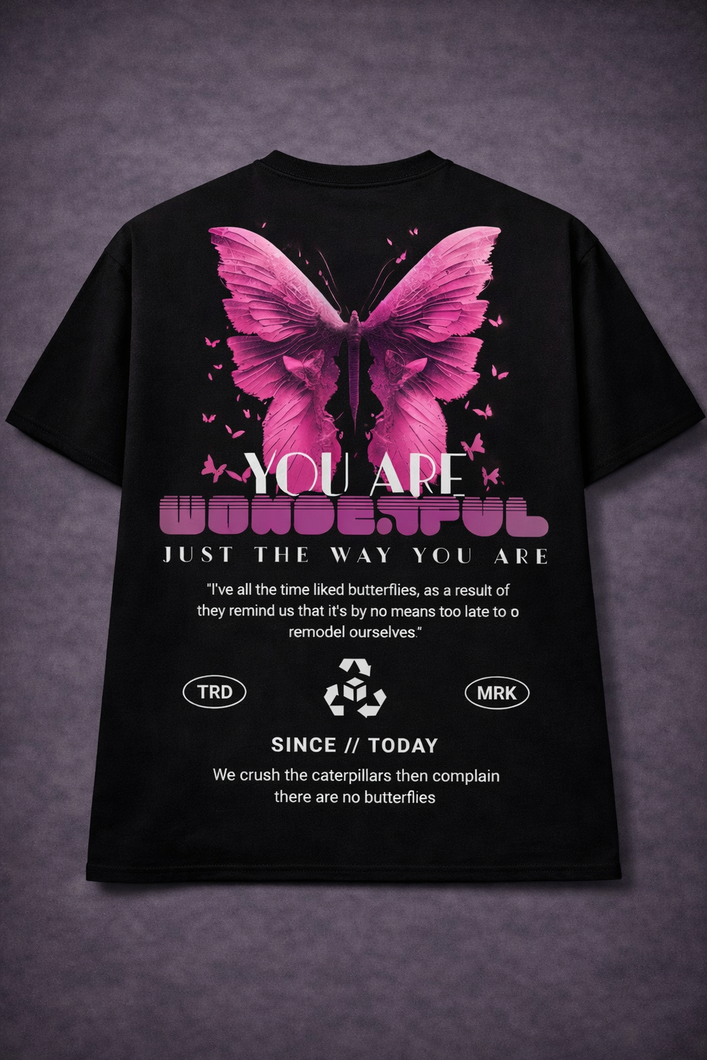 Butterfly Motivation Graphic T-Shirt – “You Are Wonderful” Streetwear Tee for Men
