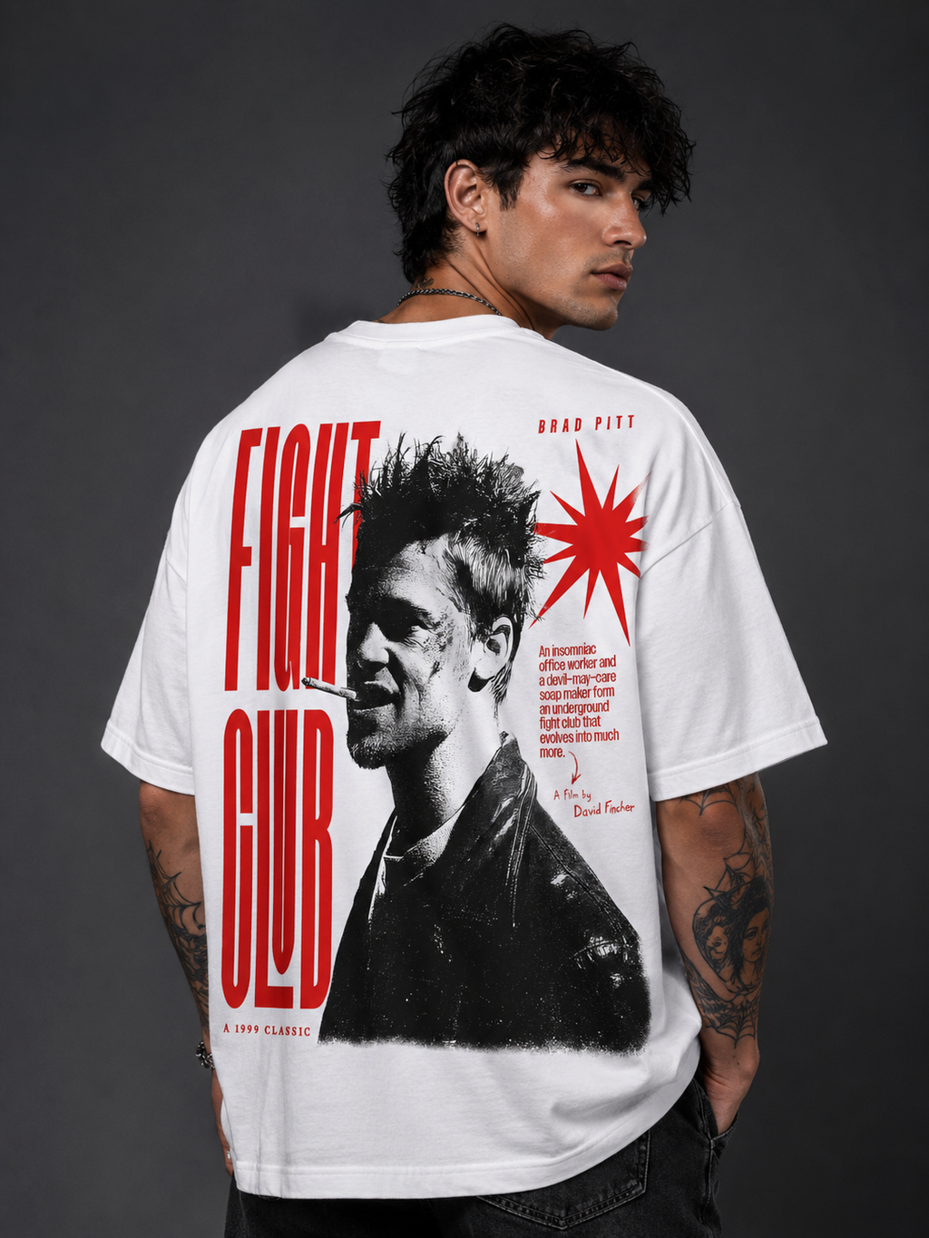 Fight Club Oversized Graphic T-Shirt – Premium White Streetwear Tee for Men