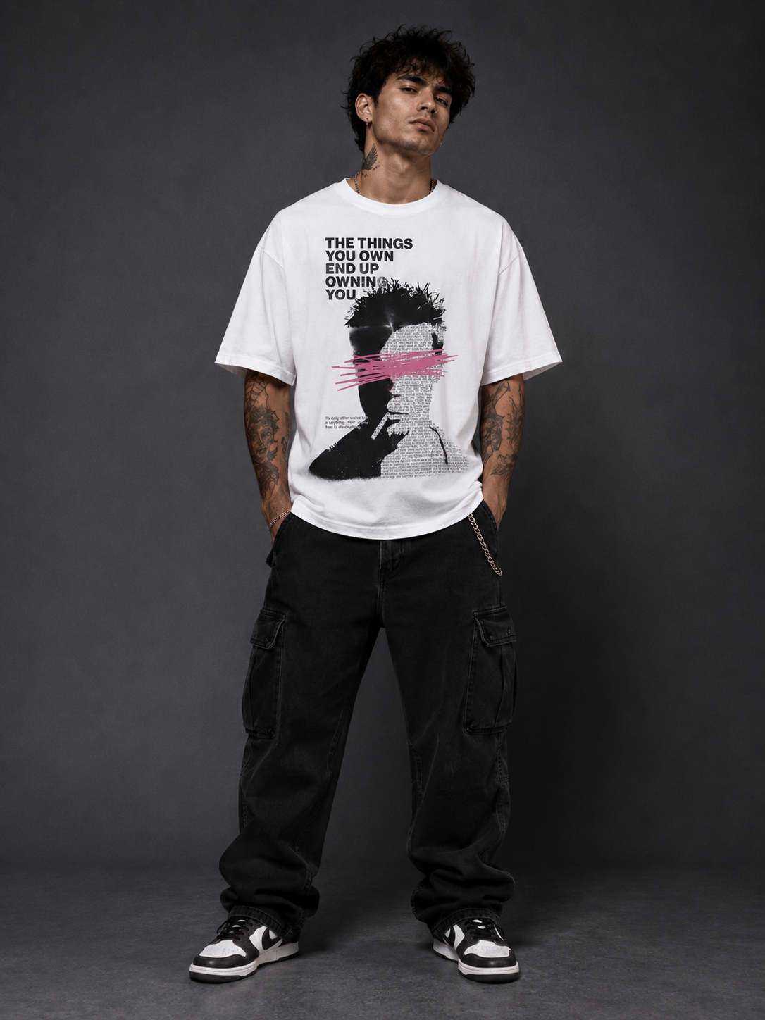 Fight Club Oversized Graphic T-Shirt – Premium White Streetwear Tee for Men