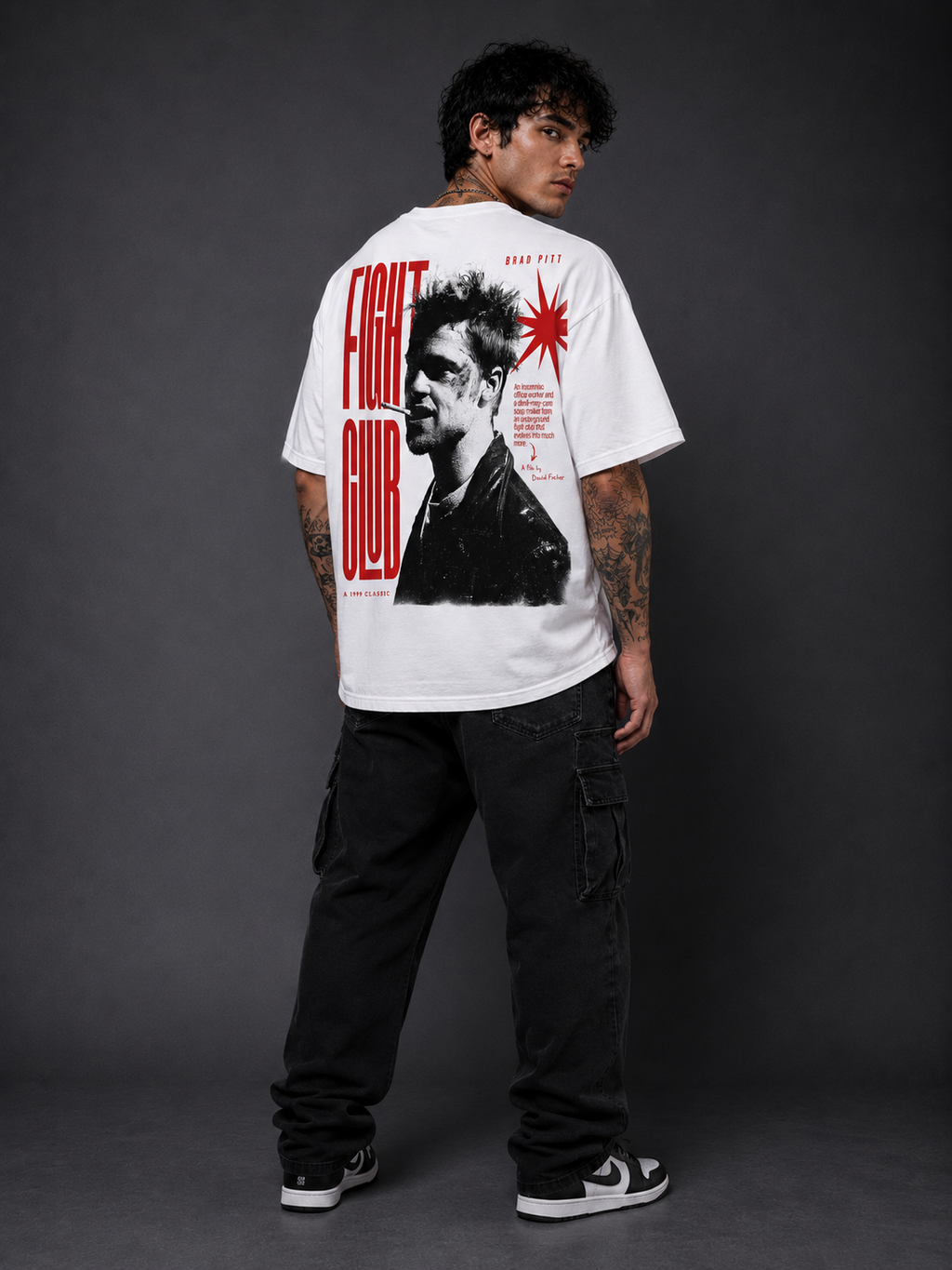Fight Club Oversized Graphic T-Shirt – Premium White Streetwear Tee for Men