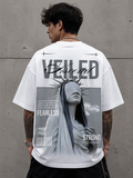 Veiled Fearless Oversized Graphic T-Shirt – Premium White Streetwear Tee for Men