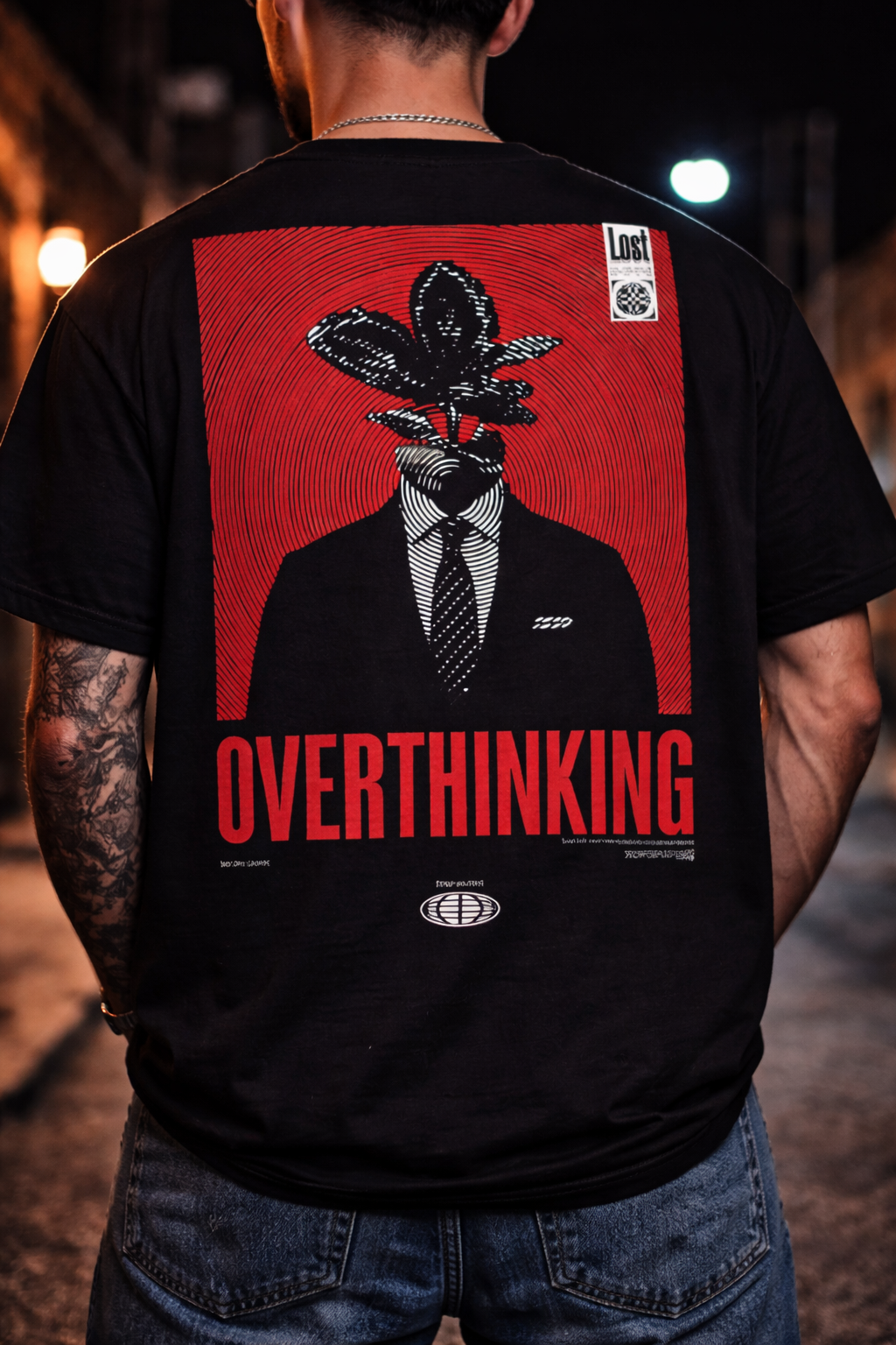 Overthinking Graphic T-Shirt – Dark Aesthetic Streetwear Tee for Men